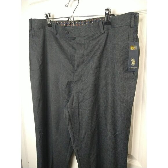 Us Polo Assn. Men's Black Grey Blue Stripe Flat Front Dress Pants. Size 38X32 - Picture 3 of 14